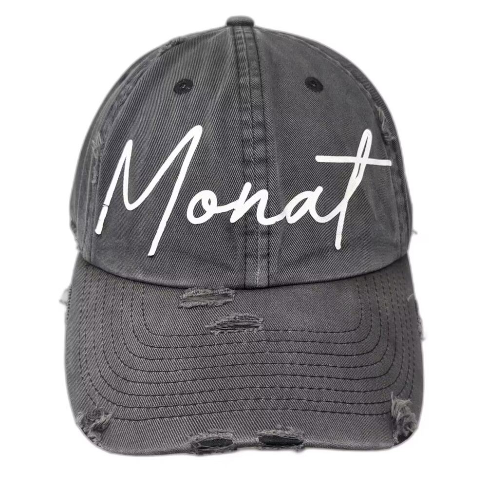 KBETHOS Monat Distressed Baseball Cap Grey Cotton Slideback Adjustable Hat